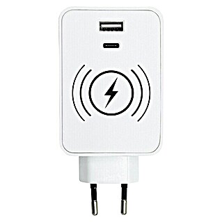 Voltomat USB-Adapter Typ A & C Wireless charging (3-fach, Weiß)