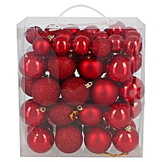 Set kuglica za božićno drvce (Crvene boje, Plastika, Promjer: 4 cm - 6 cm, 50 Kom.)