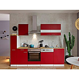 Respekta Küchenzeile KB250WRC (Breite: 250 cm, Mit Elektrogeräten, Rot)