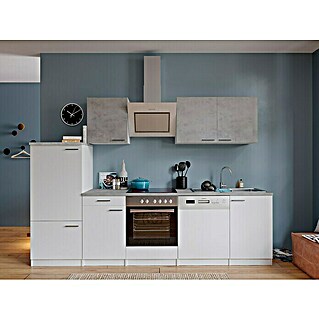 Respekta Küchenzeile KB280WWBSCG (Breite: 280 cm, Mit Elektrogeräten, Weiß)
