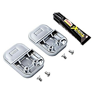 Tatay Flat Kit de fijación Glue Fix (2 pzs., Cromo, Plástico (ABS), Apto para: Utensilios de baño)