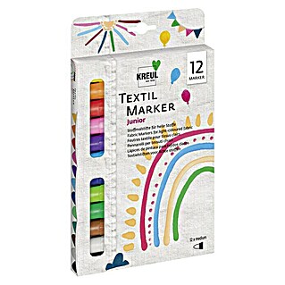 KREUL Textilmarker-Set Junior (12 Stk., Mehrfarbig, 2 mm - 4 mm)