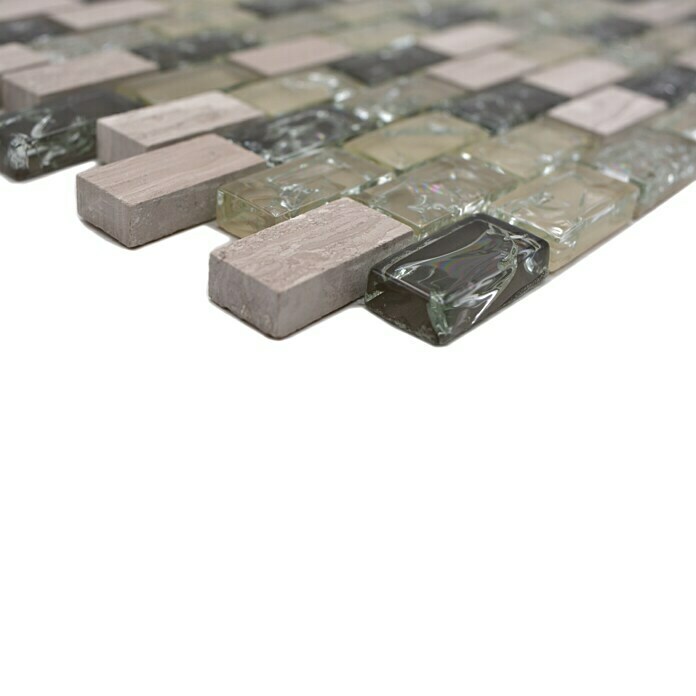Mosaikfliese Brick Crystal Mix Grau/Grün