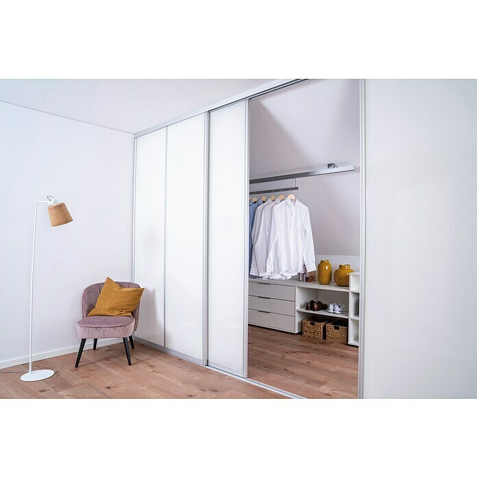 Room Plaza Schiebetür-Bauset Easy (Hochglanz Schwarz/Hochglanz Weiß, Max. Raumhöhe: 2.600 mm, Max. Türbreite: 1.260 mm)