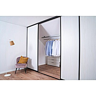 Room Plaza Easy Doing Schiebetür-Bau-Set (Pinie weiß, Profilfarbe: Schwarz)