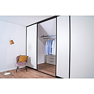 Room Plaza Easy Doing Schiebetür-Bau-Set (Reinweiß Miniperl, Profilfarbe: Schwarz)