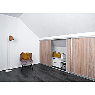 Room Plaza Easy Doing Schiebetür-Bau-Set Kniestock (Eiche geplankt, Profilfarbe: Silber)