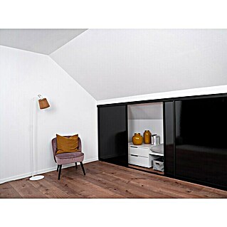 Room Plaza Easy Doing Schiebetür-Bau-Set Kniestock (Hochglanz Schwarz/Hochglanz Weiß, Profilfarbe: Schwarz)