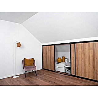 Room Plaza Easy Doing Schiebetür-Bau-Set Kniestock (Eiche Country, Profilfarbe: Schwarz)