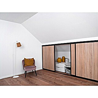 Room Plaza Easy Doing Schiebetür-Bau-Set Kniestock (Eiche geplankt, Profilfarbe: Schwarz)