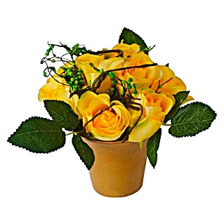Nadgrobni cvjetni aranžman (Ø x V: 15 x 20 cm, Žute boje)