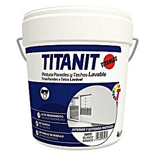 Titan Pintura para paredes y techos Titanit (Blanco, 4 l, Mate)