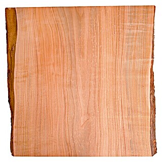 Massivholzplatte (Kirsche, L x B x S: 25 x 25 x 6 cm, Kanten mit Rindenanteil, Unbehandelt)