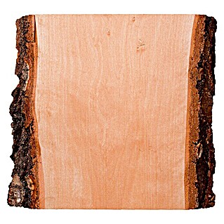 Massivholzplatte (Birke, L x B x S: 25 x 25 x 6 cm, Kanten mit Rindenanteil, Unbehandelt)