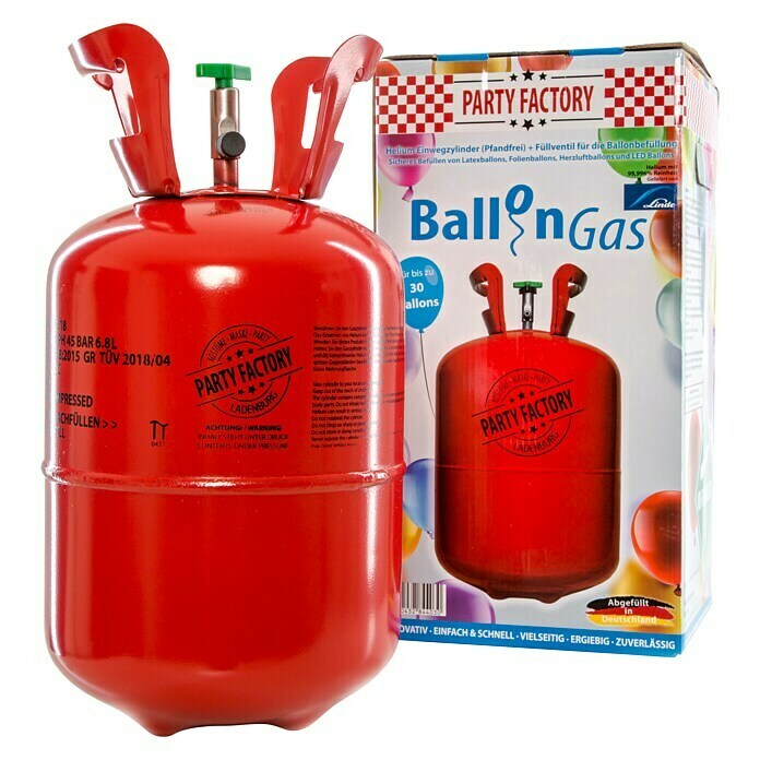 Party Factory Ballongas Helium inkl. 30 Ballons und 100 m Ballonschnur 