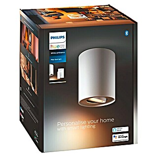 Philips Hue LED-Deckenstrahler Pillar (5 W, L x B x H: 17,8 x 13,4 x 14,3 cm, Weiß, Neutralweiß)