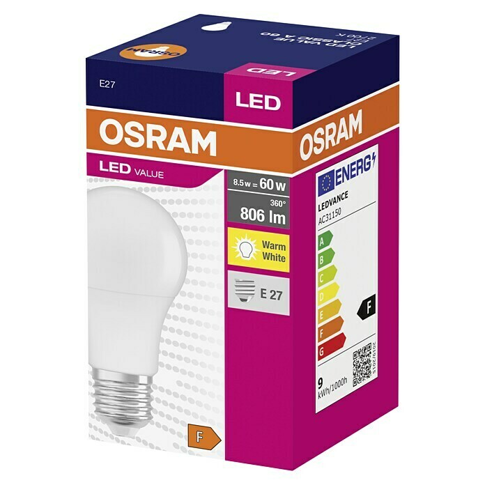 Osram LED-Leuchtmittel (E27, 8,5 W, Warmweiß, 806 lm)