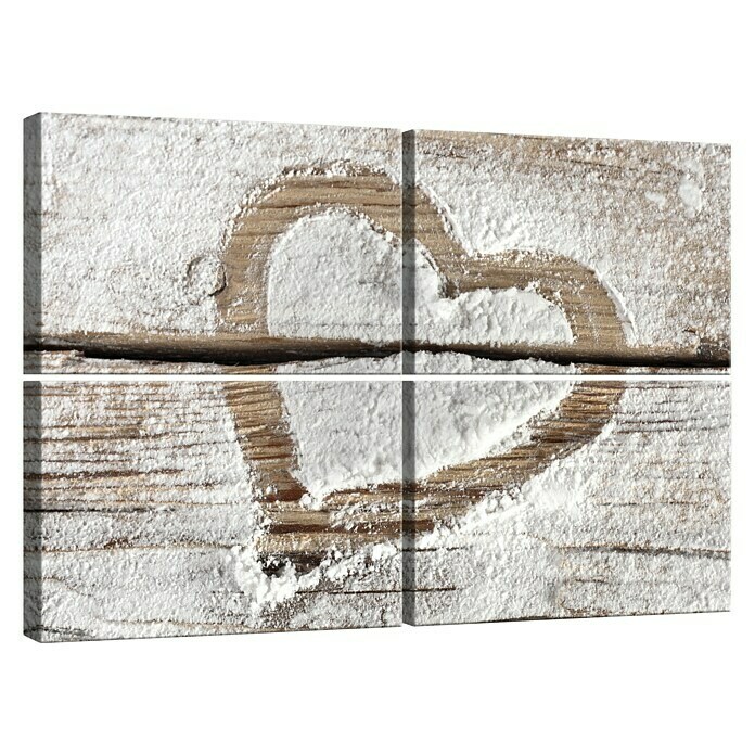 Leinwandbild (Herz auf Holz, 120 x 80 cm (4 tlg.)) -