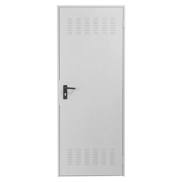 Novoferm Puerta metálica Super Plus Prelacada blanca con rejilla (87,5 x 203,5 cm, Apertura: Derecha)