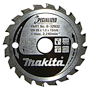 Makita Kreissägeblatt B-32932 (Durchmesser: 85 mm, Bohrung: 15 mm, 20 Zähne)