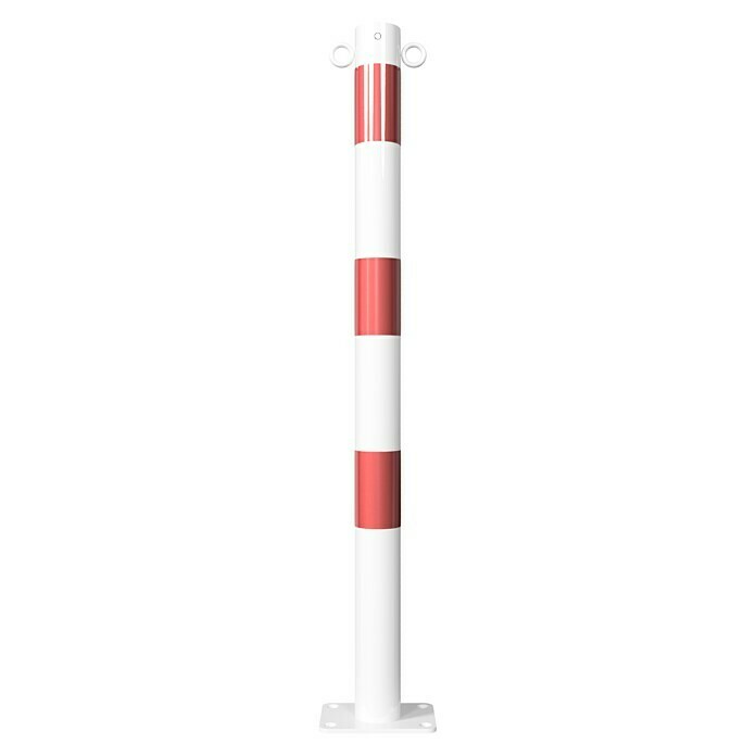 Schake Sperrpfosten (Ø x H: 60 x 900 mm, Stahl, Aufdübeln, Weiß/Rot, 2 Ösen)