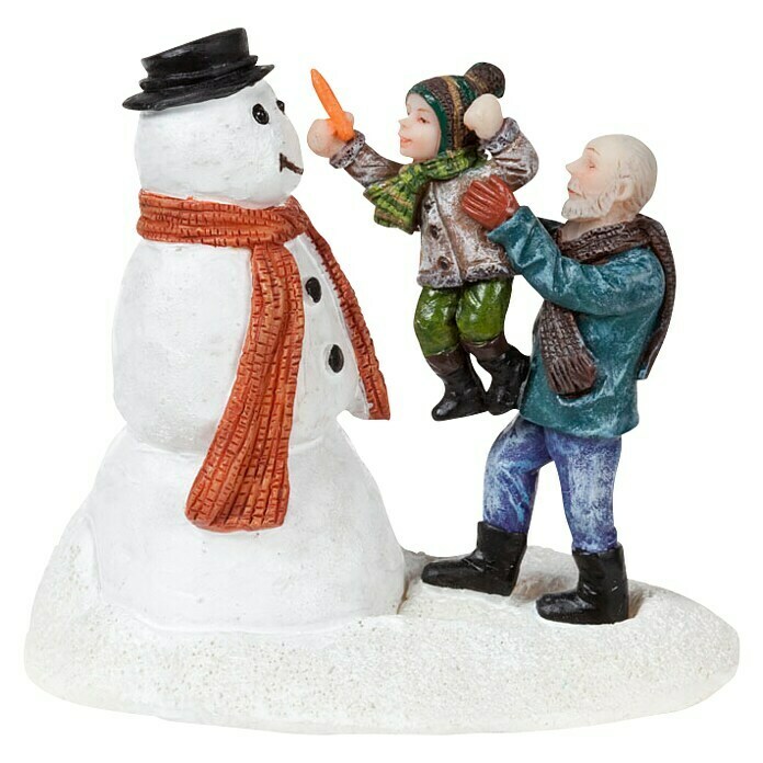 Ukrasna figura snjegovića, dječaka i djeda  