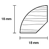Viertelstab (2,4 m x 1,8 cm x 1,8 cm, Kiefer, Weiß lackiert)