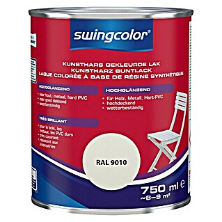 swingcolor Gekleurde kunstharslak RAL 9010 Wit (Wit, 750 ml, Hoogglans)