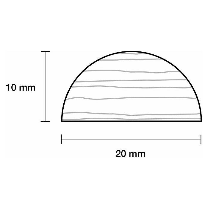 Halbrundstab I (2,4 m x 2 cm x 1 cm, Kiefer, Unbehandelt)