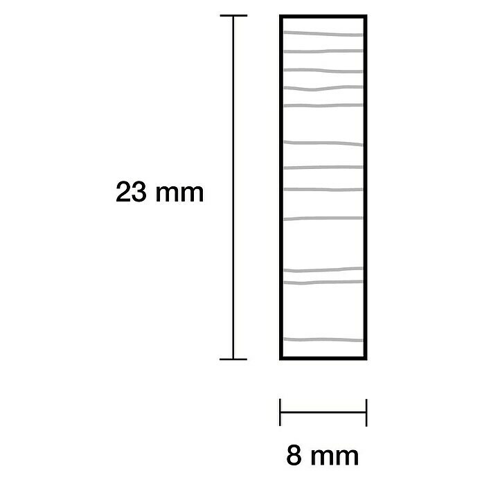 Rechteckleiste (1 m x 23 mm x 8 mm, Buche, Unbehandelt)
