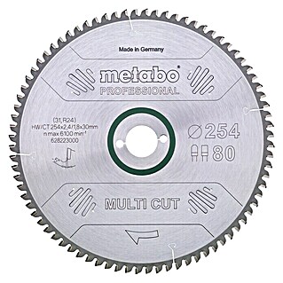 Metabo Kreissägeblatt Multicut Z80 (254 mm, Bohrung: 30 mm, 80 Zähne)