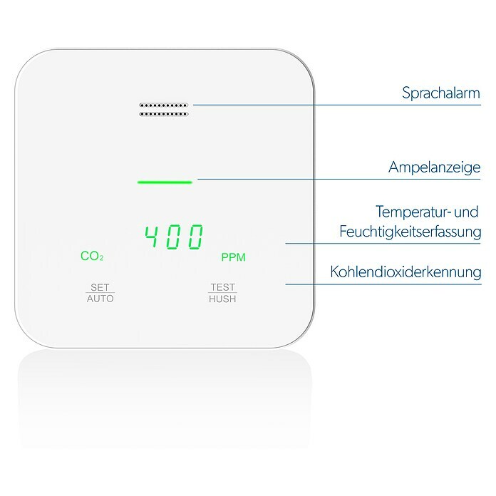 uniTEC Kohlenmonoxidmelder Gasmelder CO-Gehalt weiß Alarmsignal ca.85 dB NEU OVP 