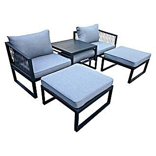 Set lounge namještaja (5-dij., Aluminij, Boja jastuka za sjedenje: Sive boje)