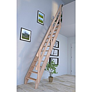 Zusätzliches Geländer für Aktionstreppe Raumspartreppe mit Buche-Holz-Stufen 
