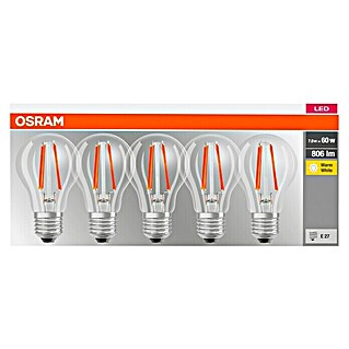 Osram Star LED-Leuchtmittel Classic A 60 (5 Stk., 7 W, E27, Warmweiß, Klar)