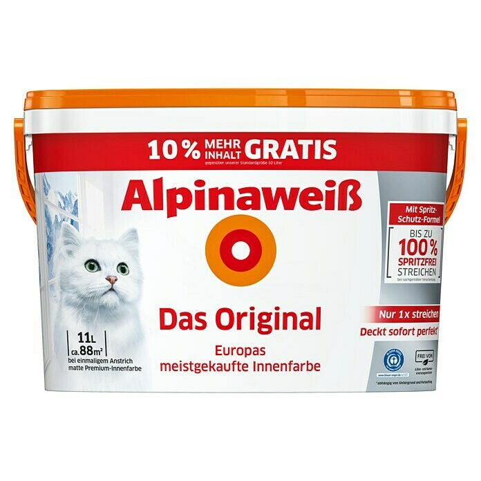 Alpina Alpinaweiß Wandfarbe Das Original (Weiß, 11 l, Matt)