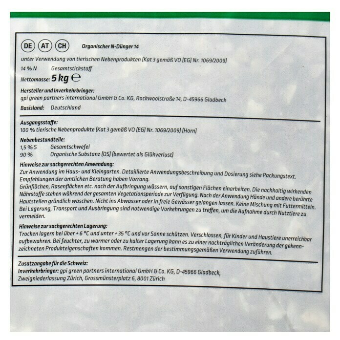 Gardol Pure Nature Bio-Hornspäne (5 kg, Inhalt ausreichend für ca.: 100 m²)