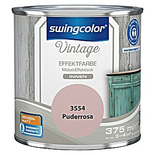 swingcolor Vintage Effektfarbe Möbel-Effektlack (Puderrosa, 375 ml, Seidenmatt, Wasserbasiert)