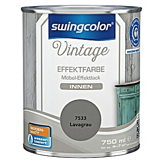 swingcolor Vintage Effektfarbe Möbel-Effektlack (Lavagrau, 750 ml, Seidenmatt, Wasserbasiert)