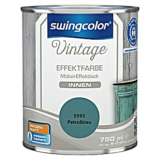 swingcolor Vintage Effektfarbe Möbel-Effektlack (Petrolblau, 750 ml, Seidenmatt, Wasserbasiert)