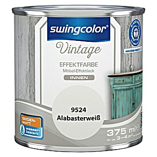 swingcolor Vintage Effektfarbe Möbel-Effektlack (Alabasterweiß, 375 ml, Seidenmatt, Wasserbasiert)