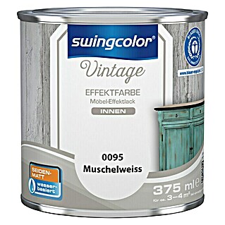 swingcolor Vintage Effektfarbe Möbel-Effektlack (Muschelweiß, 375 ml, Seidenmatt, Wasserbasiert)
