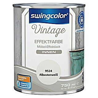 swingcolor Vintage Effektfarbe Möbel-Effektlack (Alabasterweiß, 750 ml, Seidenmatt, Wasserbasiert)