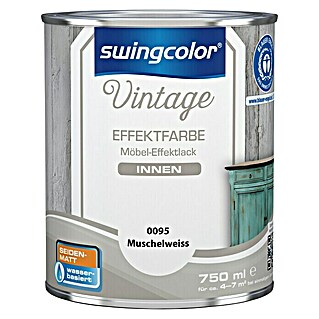 swingcolor Vintage Effektfarbe Möbel-Effektlack (Muschelweiß, 750 ml, Seidenmatt, Wasserbasiert)