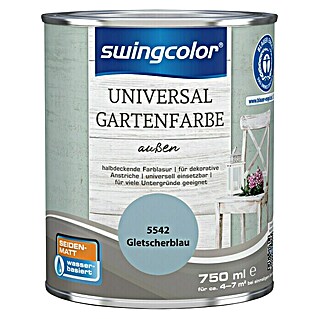 swingcolor Farblasur Universal-Gartenfarbe (Gletscherblau, 750 ml, Seidenmatt)