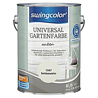 swingcolor Farblasur Universal-Gartenfarbe (Seidenweiß, 2,5 l, Seidenmatt)