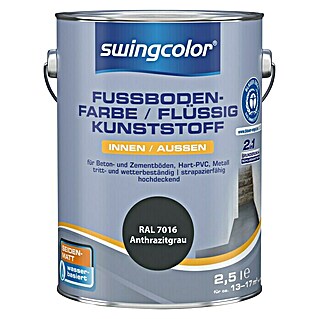 swingcolor 2in1 Flüssigkunststoff / Fußbodenfarbe RAL 7016 (Anthrazit-Grau, 2,5 l, Seidenmatt)