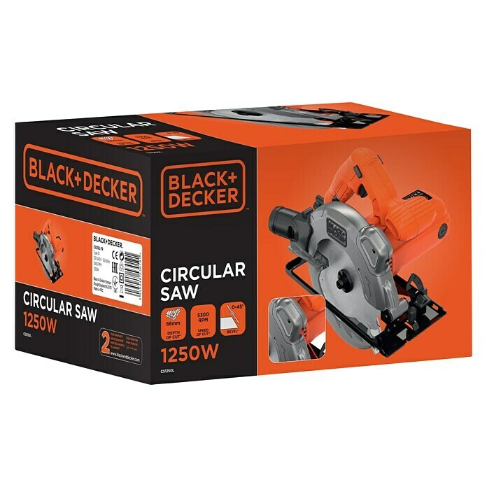 Black+Decker Handkreissäge (1.250 W, Sägeblatt: Ø 190 mm, 5.300 - 5.300)