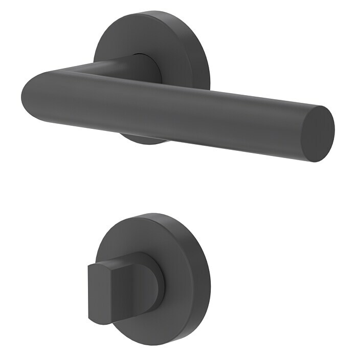Diamond Doors WC-Türgarnitur L-Form (Türstärke: 40 - 45 mm, Schlitzkopf/Olive SK/OL, Anthrazit)