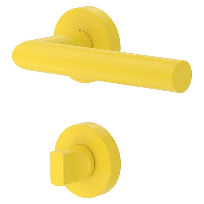 Diamond Doors WC-Türgarnitur L-Form (Türstärke: 40 - 45 mm, Schlitzkopf/Olive SK/OL, Rapsgelb)